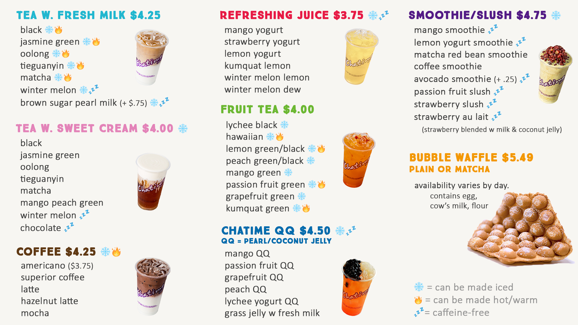 The new menu I created for a Chatime.